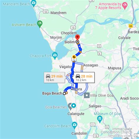 transportation from siolim to baga.